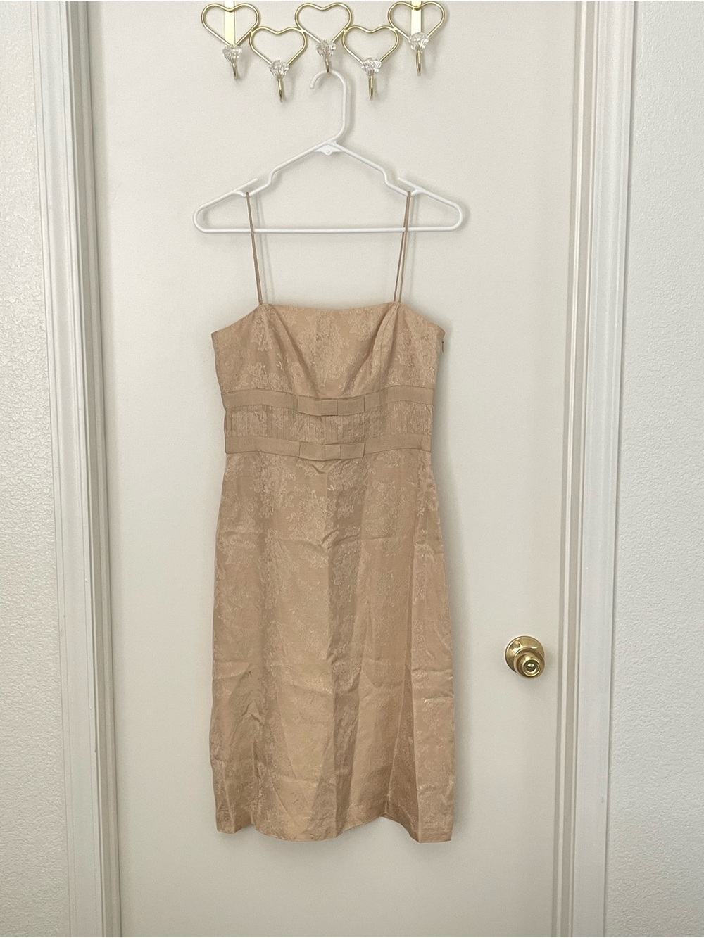 Ann Taylor Beige Strapless Textured Cocktail Dress